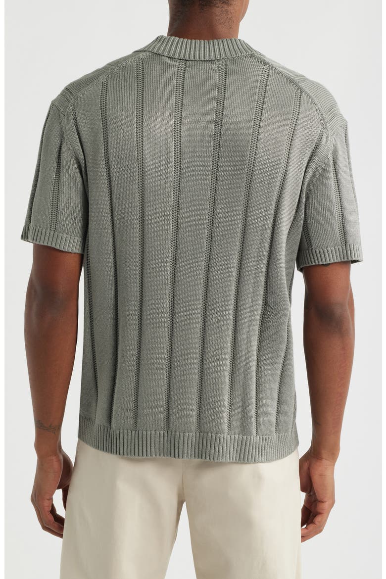 Boxy Short Sleeve Polo Sweater, Alternate, color, GREY FOSSIL