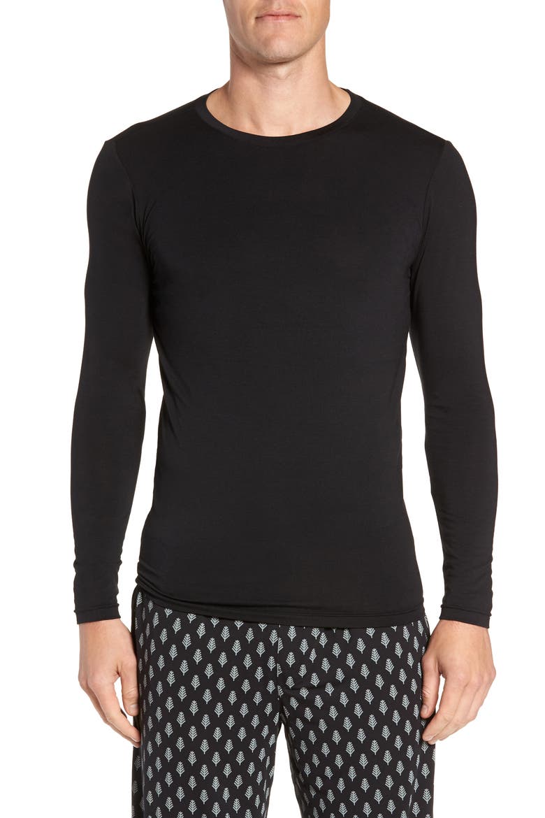 Sleek Heat Crewneck Long Sleeve T-Shirt, Main, color, BLACK