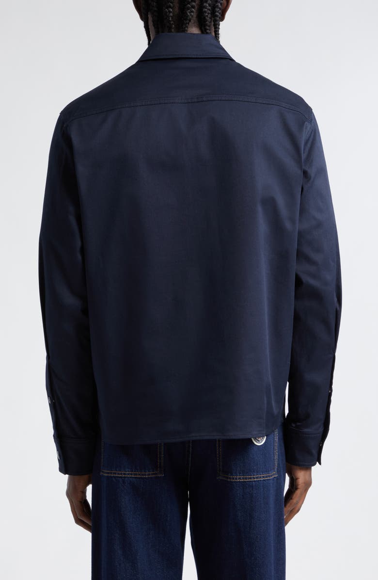 Moncler Stretch Cotton Zip Shirt Jacket, Alternate, color, Cosmic Blue