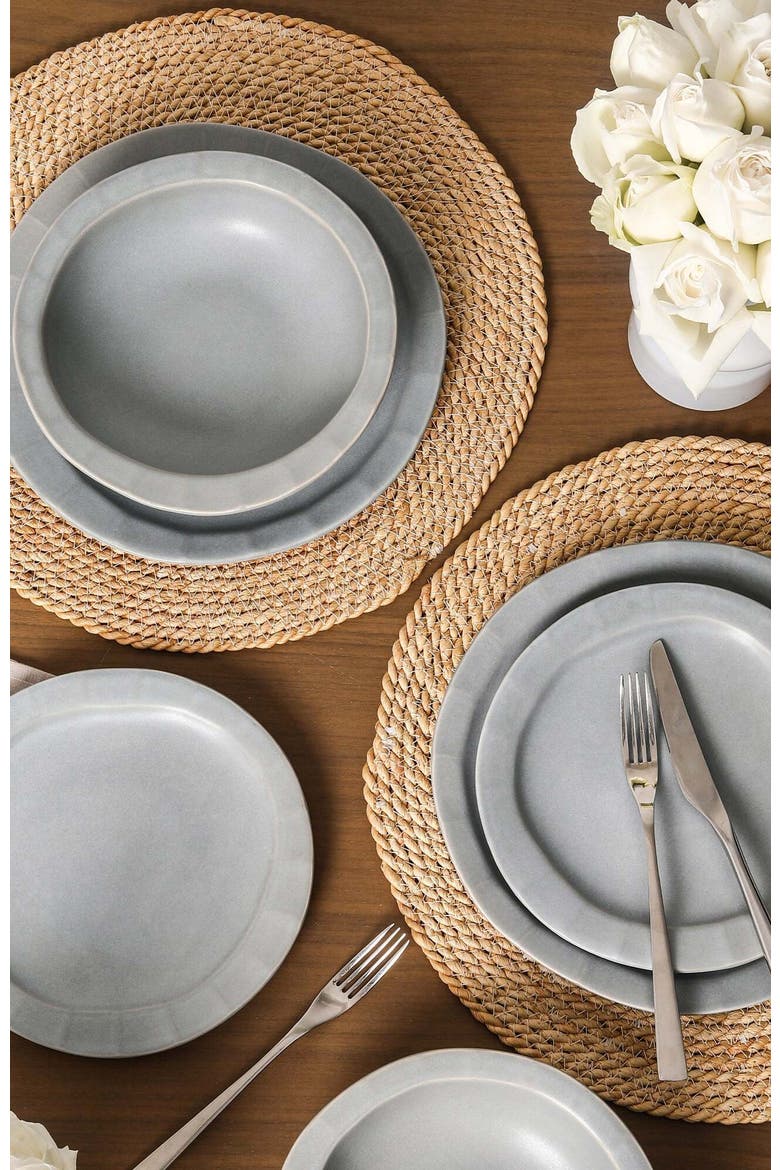 Oasis Stoneware 12-Piece Dinnerware Set, Alternate, color, Grey Blue