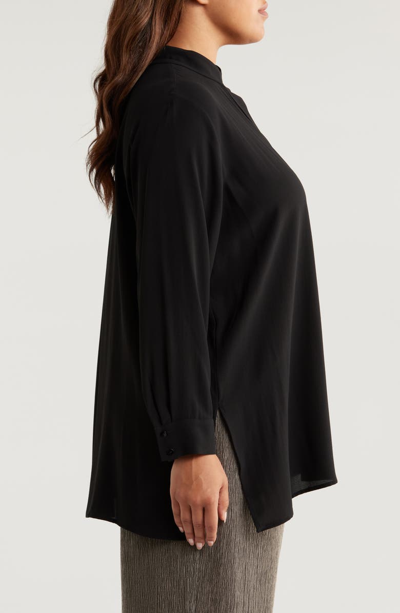 Eileen Fisher Silk Stand Collar Tunic Top, Alternate, color,