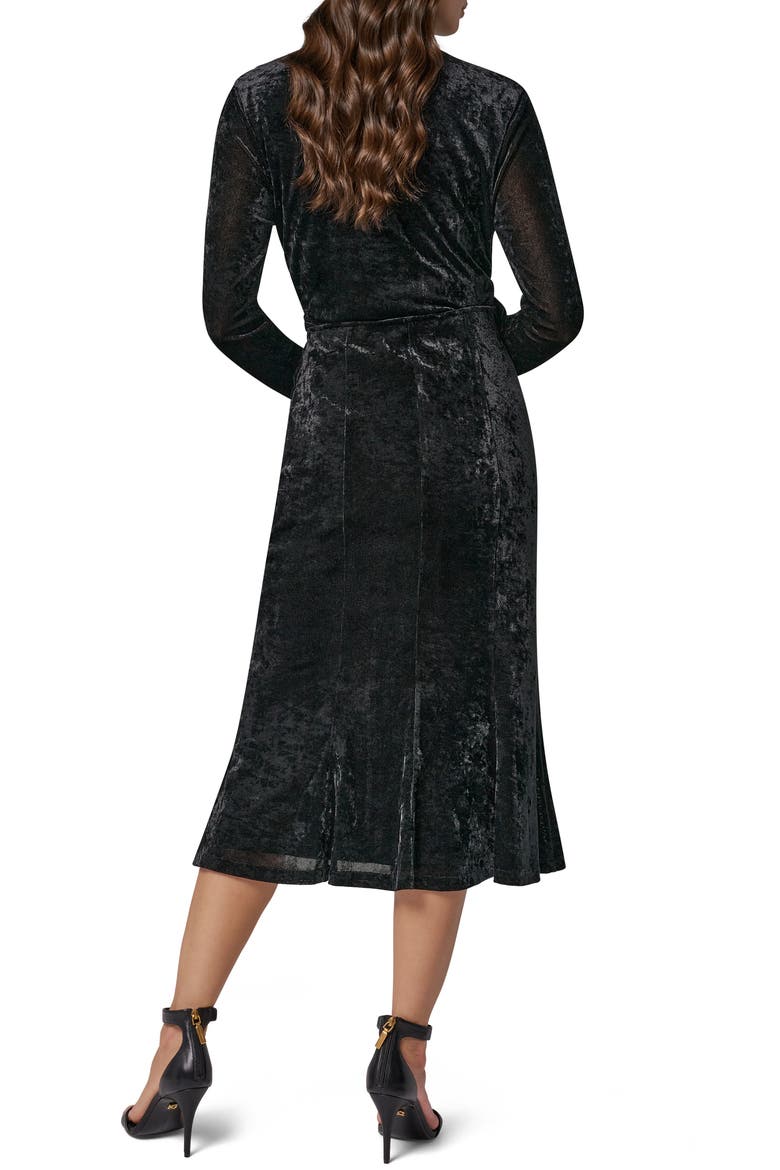 Stretch Velvet Midi Skirt, Alternate, color, BLACK