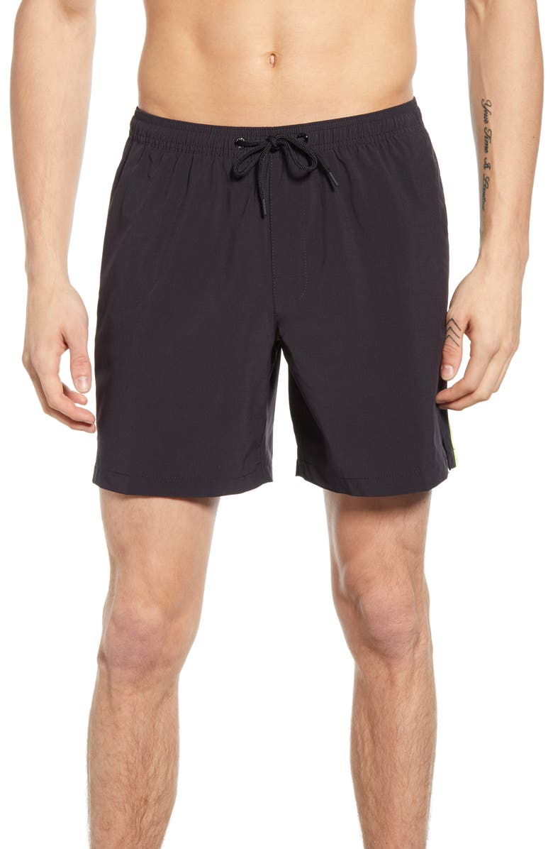 Sundek Back Stripe Volley Swim Trunks, Main, color,