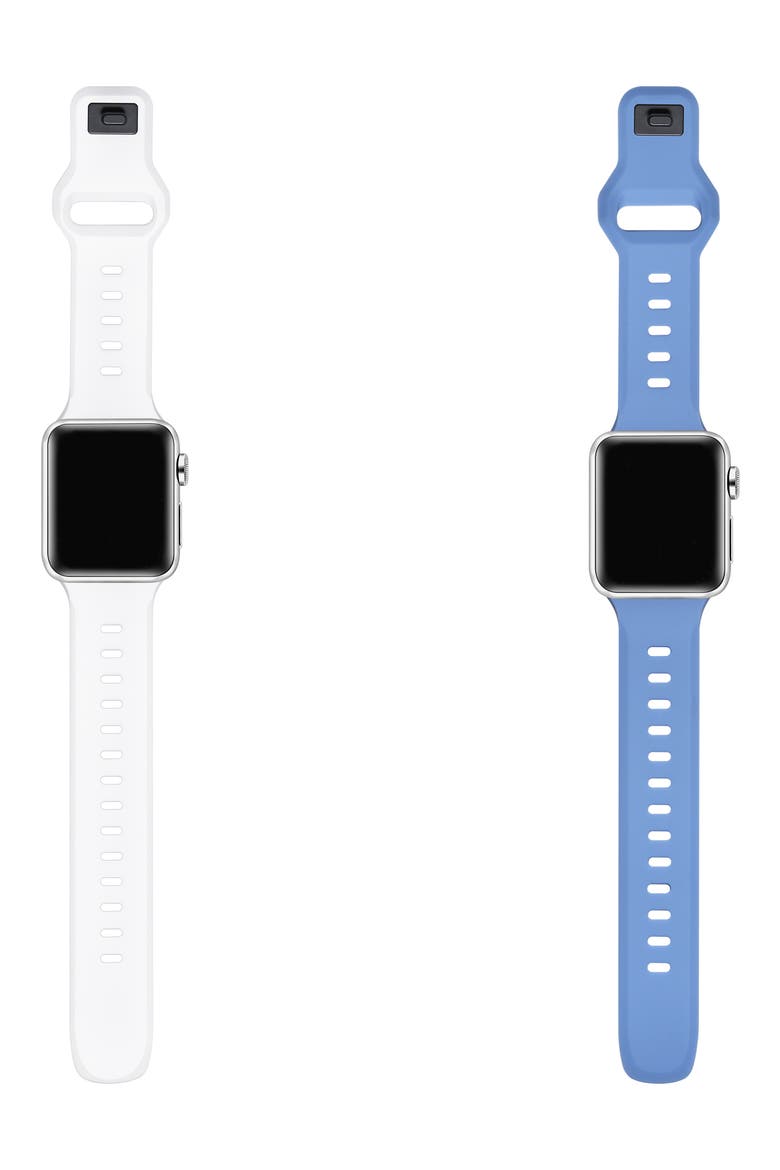 Assorted 2-Pack Silicone Apple Watch® Watchbands, Alternate, color, WHITE/NAVY BLUE
