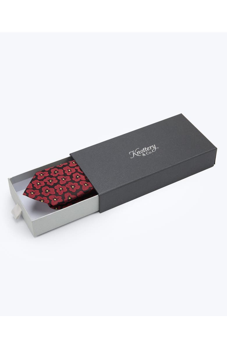Knottery & Co Poppy Blooms Silk Jacquard Tie, Alternate, color, Red