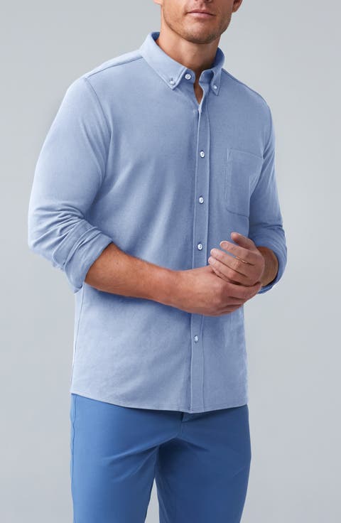 SILVER Cotton Blend Piqué Button-Down Shirt