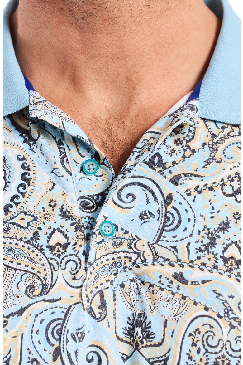 Manucci Paisley Cotton Polo, Alternate, color, LIGHT BLUE