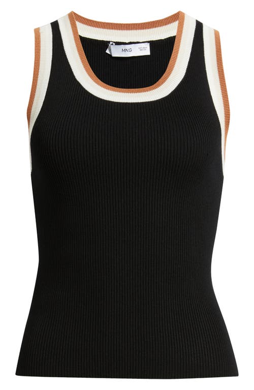 Mango Crochi Rib Tank Top In Black