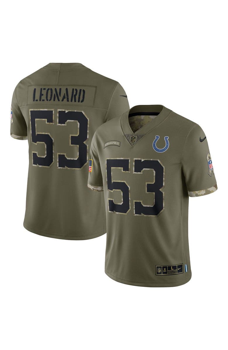 Nike Men's Nike Shaquille Leonard Olive Indianapolis Colts 2022 Salute To Service Limited Jersey, Main, color, 