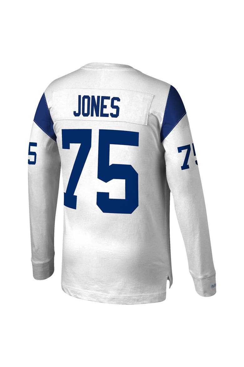 Men's Mitchell & Ness Deacon Jones White Los Angeles Rams Throwback Retired Player Name & Number Long Sleeve Top, Alternate, color, White