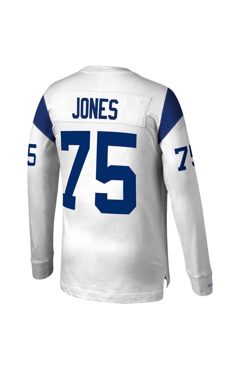 Mitchell & Ness Men's Mitchell & Ness Deacon Jones White Los Angeles Rams Throwback Retired Player Name & Number Long Sleeve Top, Alternate, color, White