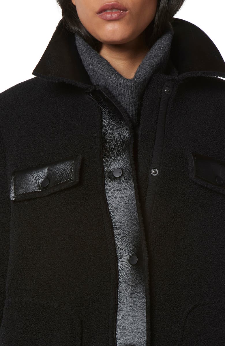 Andrew Marc Faux Leather & Faux Shearling Shirt Jacket, Alternate, color,