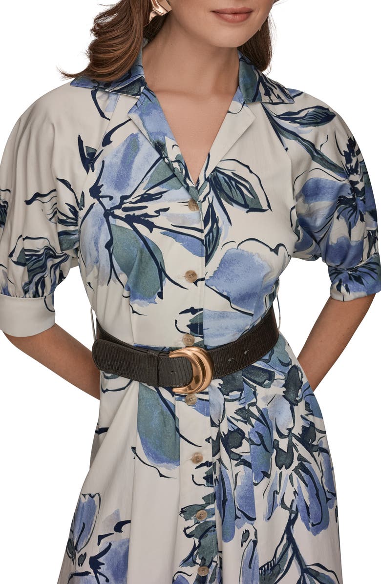 Donna Karan New York Belted Stretch Cotton Shirtdress, Alternate, color, Tempest Mult
