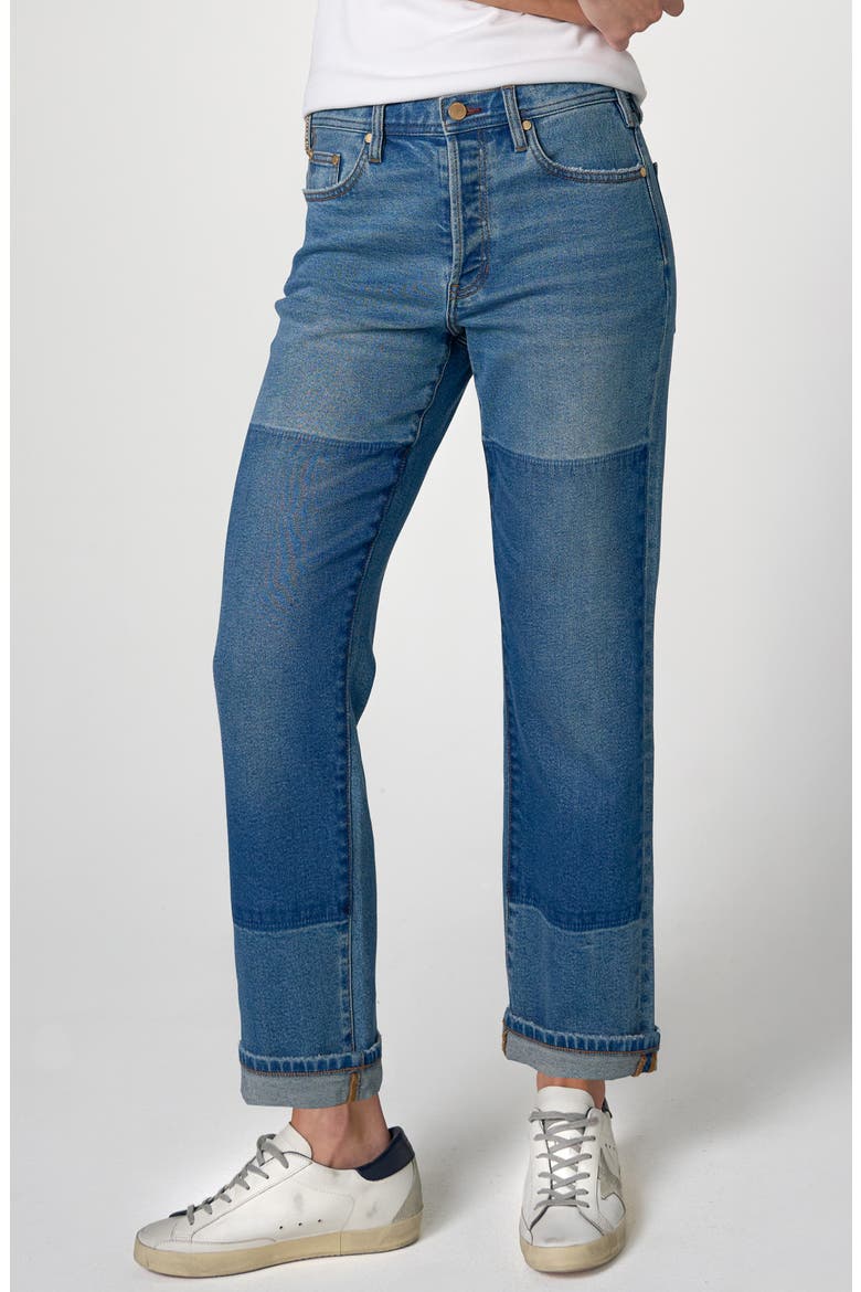 Sloane Slouchy High Waist Girlfriend Jeans, Main, color, FRONTIER BLUE