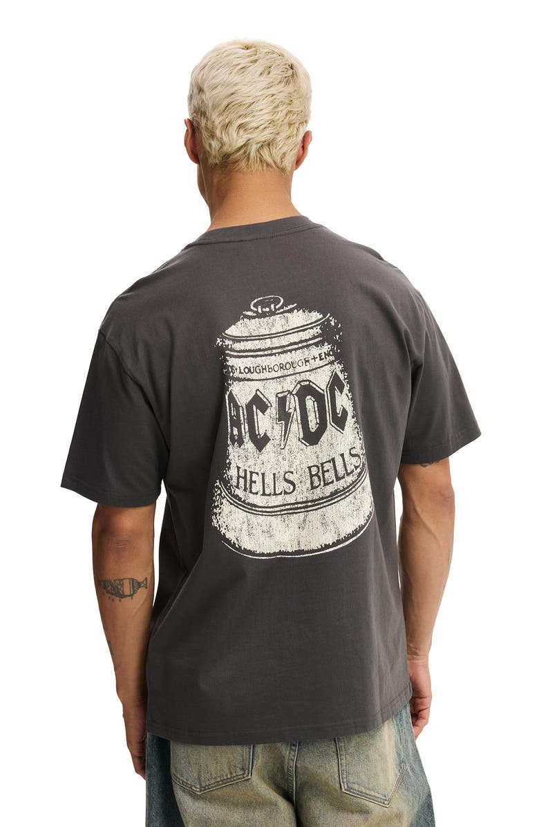 Cotton On Men's Premium Loose Fit Music T-Shirt, Alternate, color, Faded Slate - Ac Dc - Hells