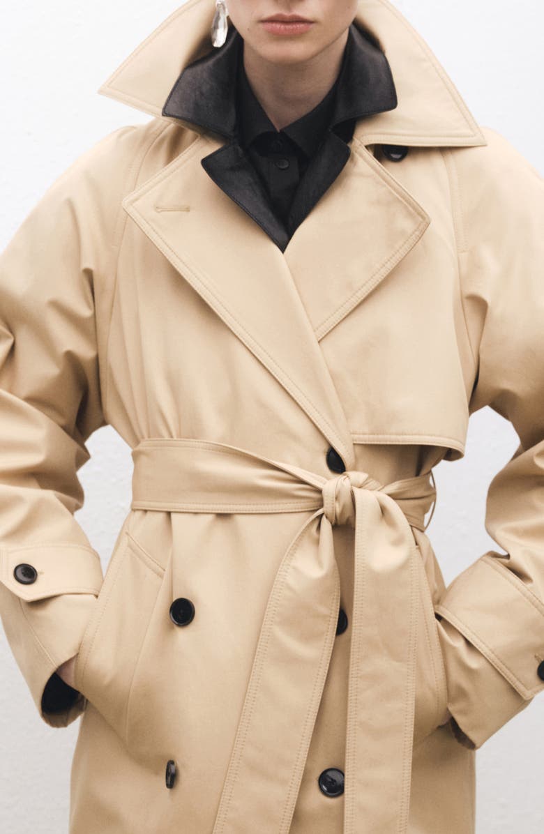 MANGO Oversize Long Cotton Trench Coat, Alternate, color, 