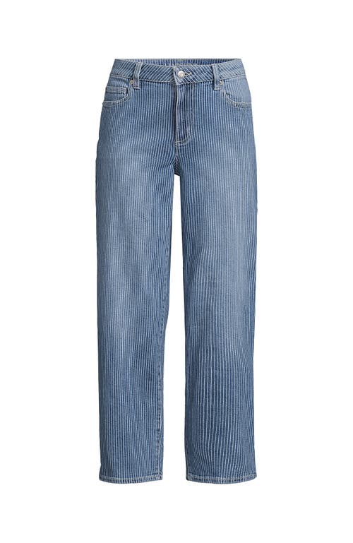 Lands' End Soft Denim Mid Rise Relaxed Straight Crop Jeans In Blue