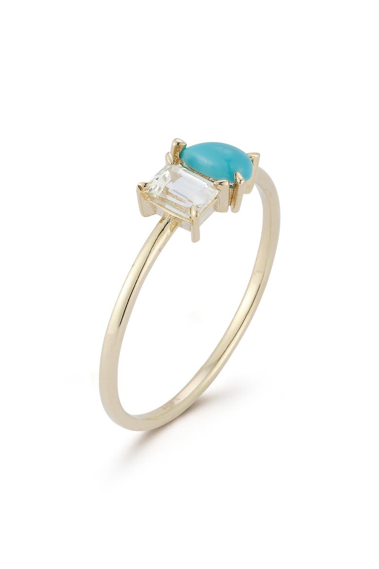 14K Gold Two Stone Ring, Alternate, color, GOLD