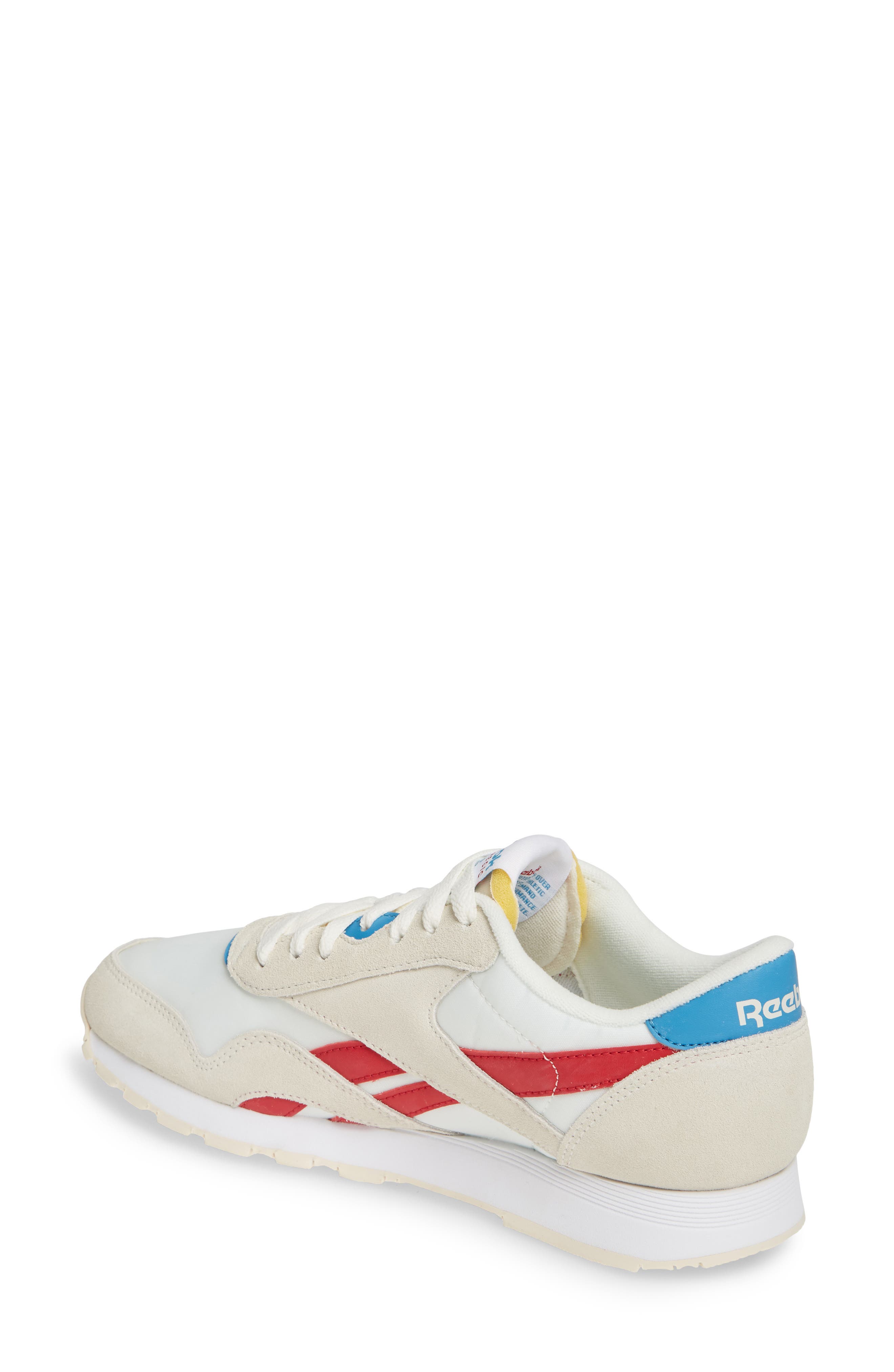 Classic Nylon Sneaker, Alternate, color, CHALK/ SCARLET/ CYAN/ WHITE