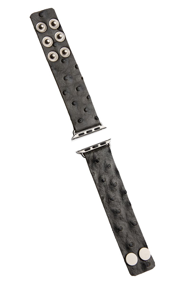 SAACHI Aileen Dotted Leather Apple Watch<sup>®</sup> Watchband, Main, color, Charcoal