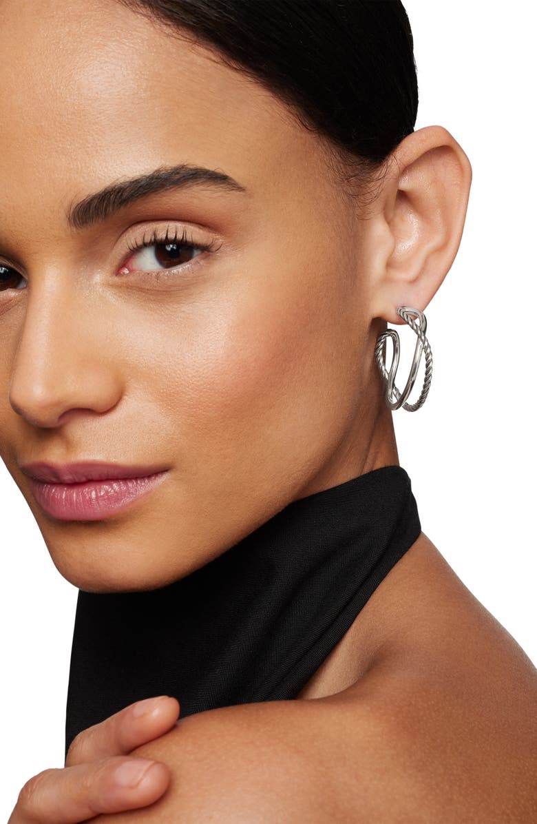 David Yurman Crossover Hoop Earrings, Alternate, color, Silver