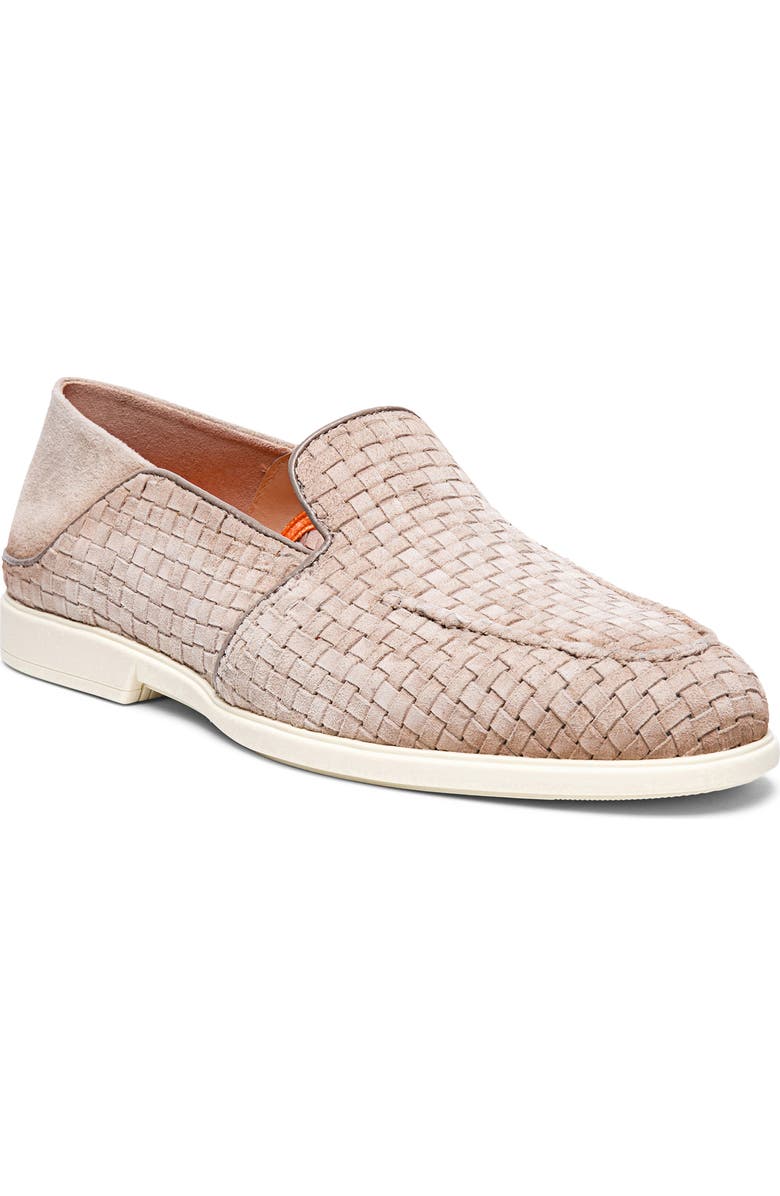 Santoni Woven Loafer, Main, color, Light Brown