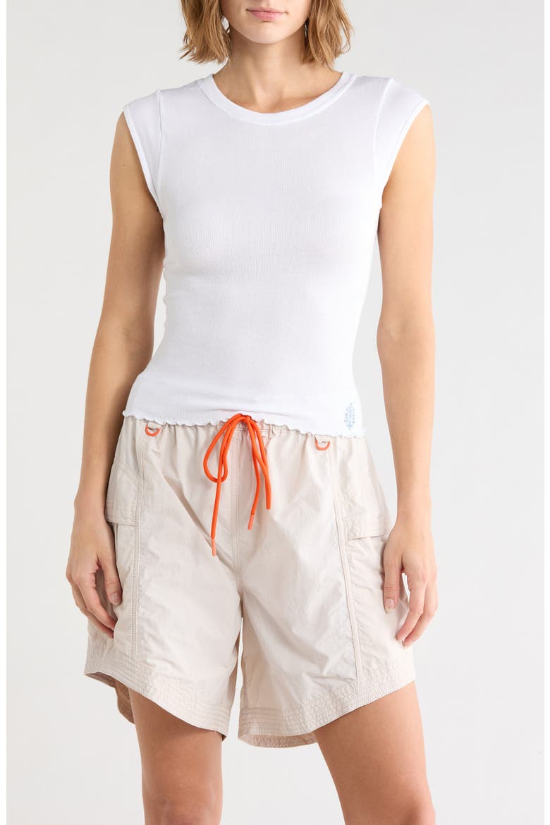 Double Point Short Sleeve Ribbed T-Shirt, Main, color, WHITE