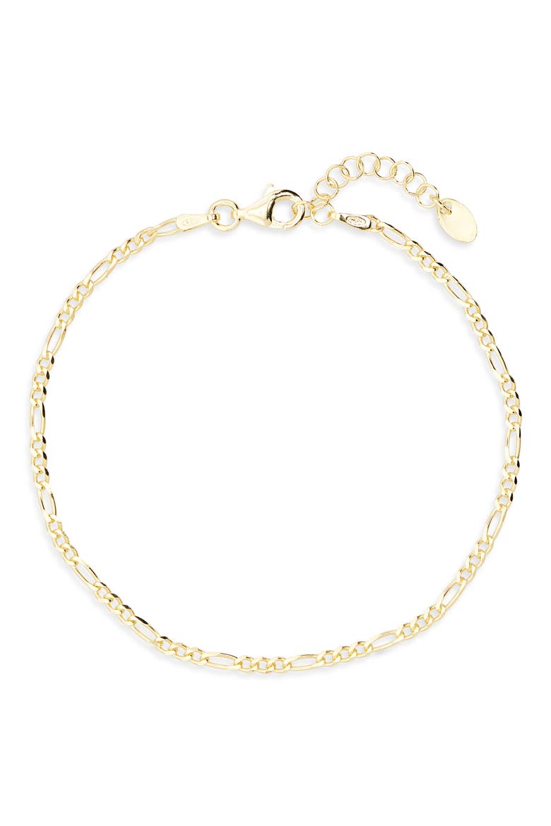 Figaro Chain Bracelet, Main, color, GOLD