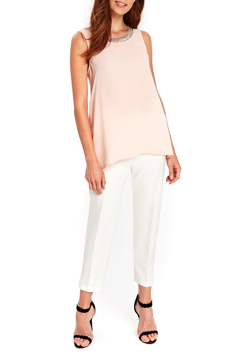 Embellished Neck Asymmetrical Top, Main, color, BLUSH