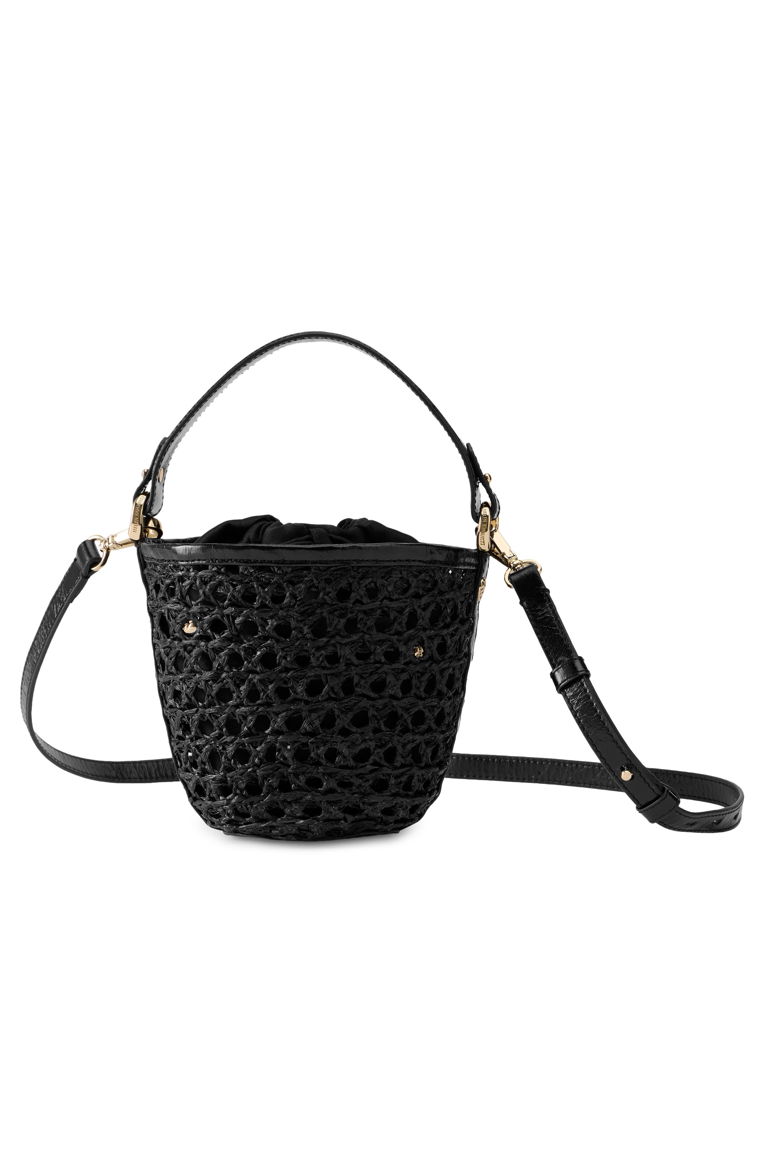 Helen Kaminski Ama Braided Raffia Bucket Bag, Alternate, color, Charcoal