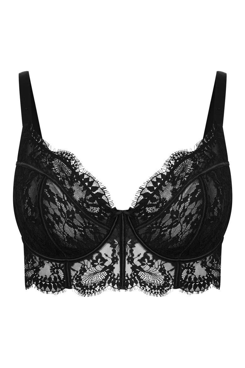 Arabella Longline Underwire Bra, Alternate, color, BLACK