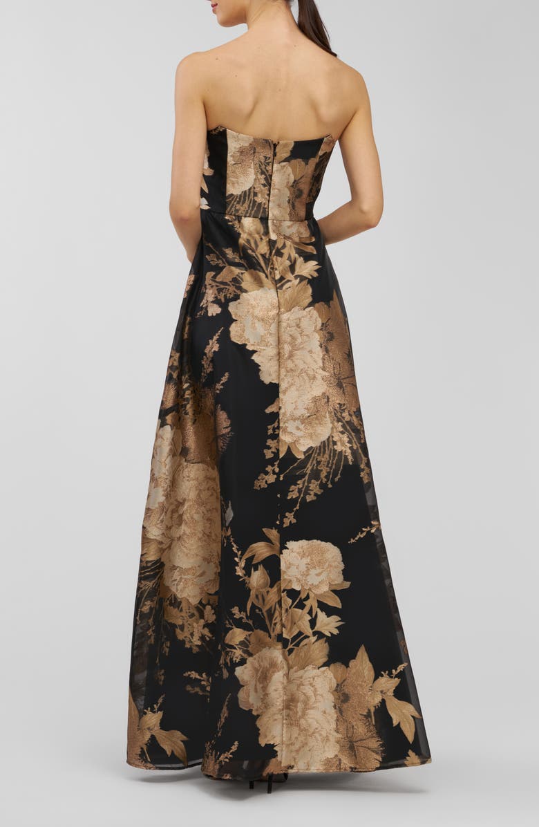 Kay Unger Willow Metallic Strapless Gown, Alternate, color, Black/ Gold
