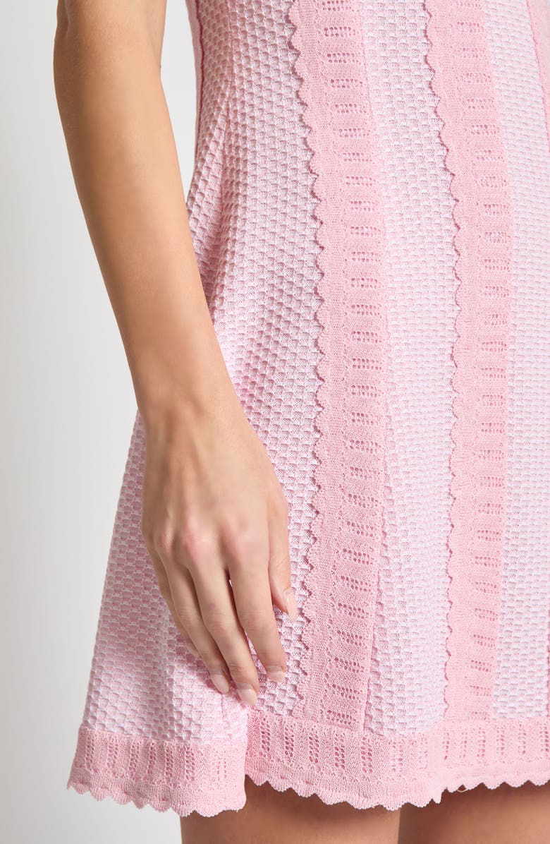 Misook Modern Scalloped Lace Trim Fit & Flare Minidress, Alternate, color,