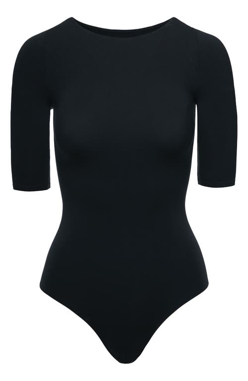 Commando Ballet Body Boat Neck Thong Bodysuit In Blue