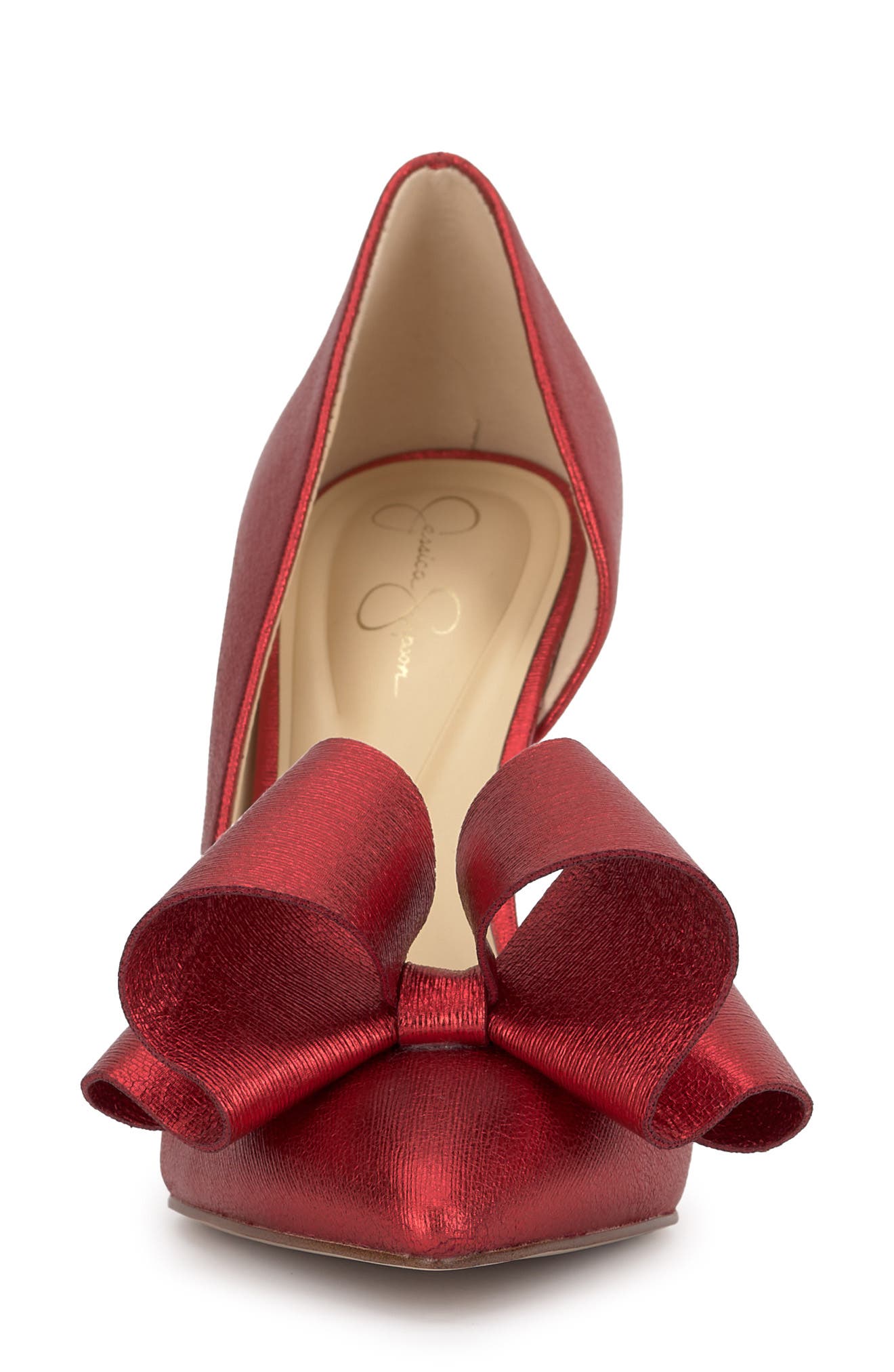Penari Pointed Toe Half d'Orsay Pump, Alternate, color, RED MUSE02