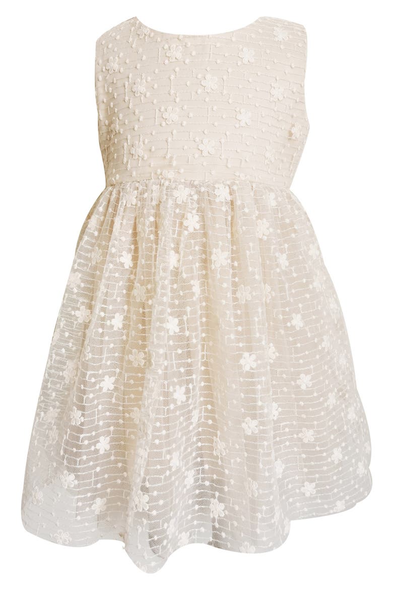 Kids' Floral Embroidered Tulle Overlay Dress, Main, color, IVORY