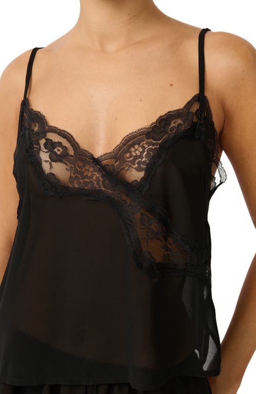 Kat The Label Hayden Lace Trim Semisheer Camisole In Black