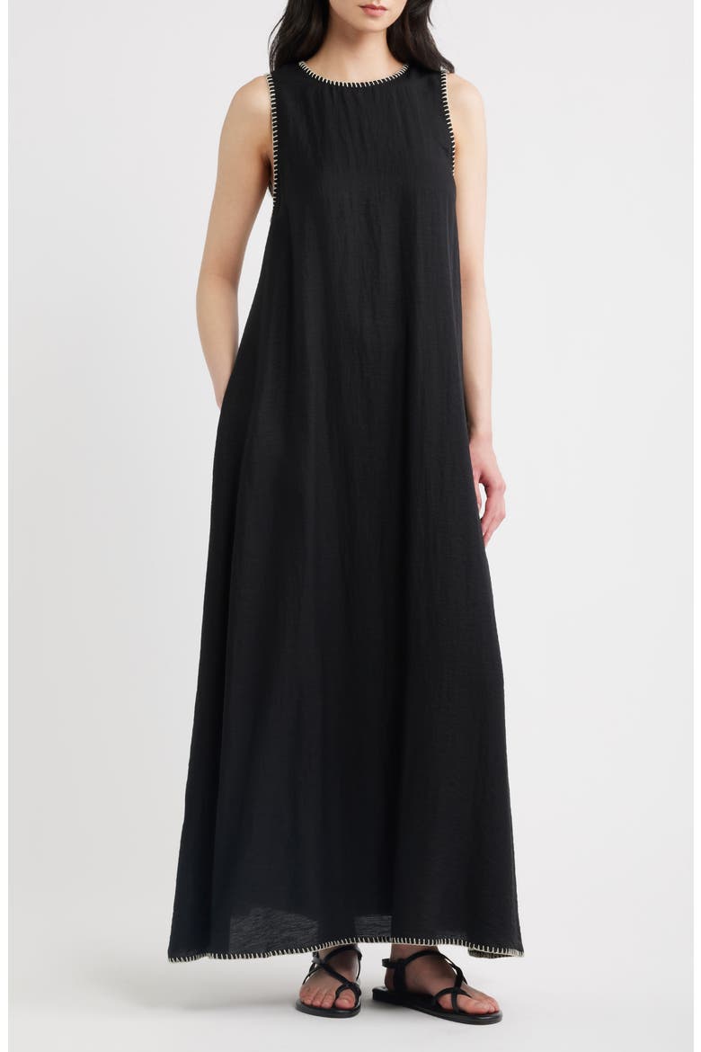 Clio Sleeveless Maxi Dress, Main, color, BLACK
