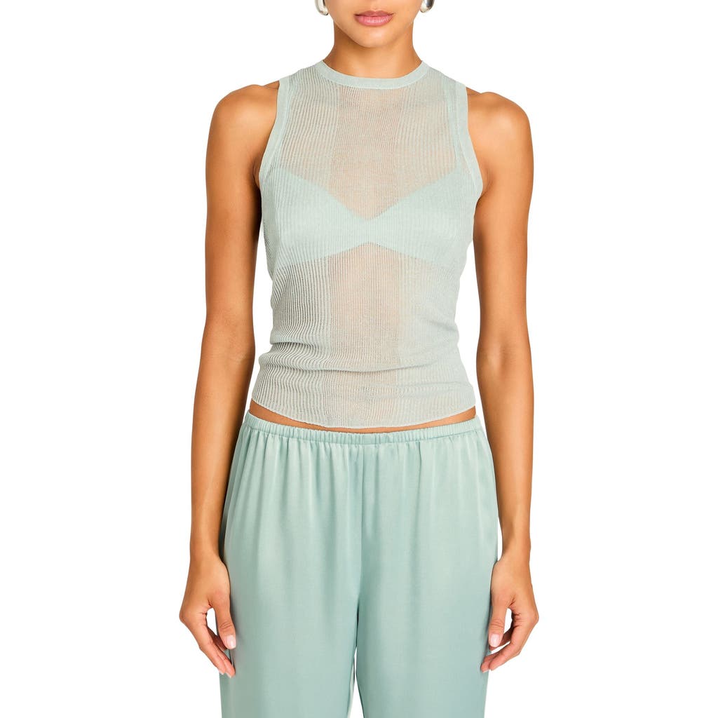 Shop Ser.o.ya Jori Rib Knit Tank In Frosted Sea