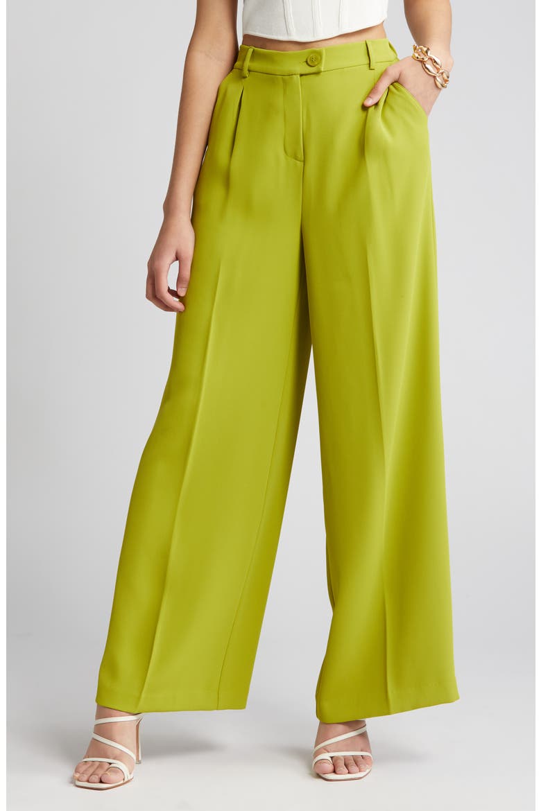 Wide Leg Work Pants, Alternate, color, OLIVE SEED