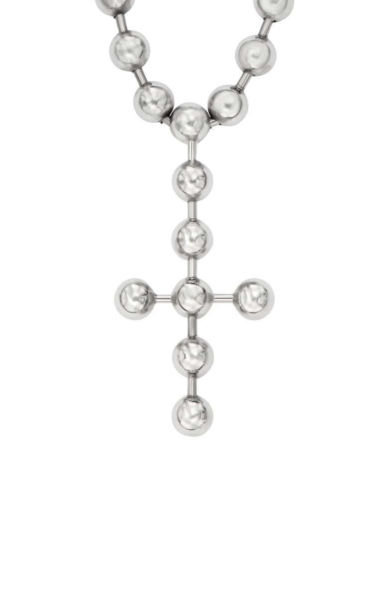 DIESEL<sup>®</sup> Ball Chain Single Cross Pendant Necklace, Main, color, Silver