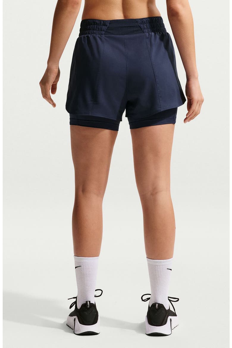 One Dri-FIT High-Waisted 3-Inch 2-in-1 Shorts, Alternate, color, 411 MNNAVY/WHITE