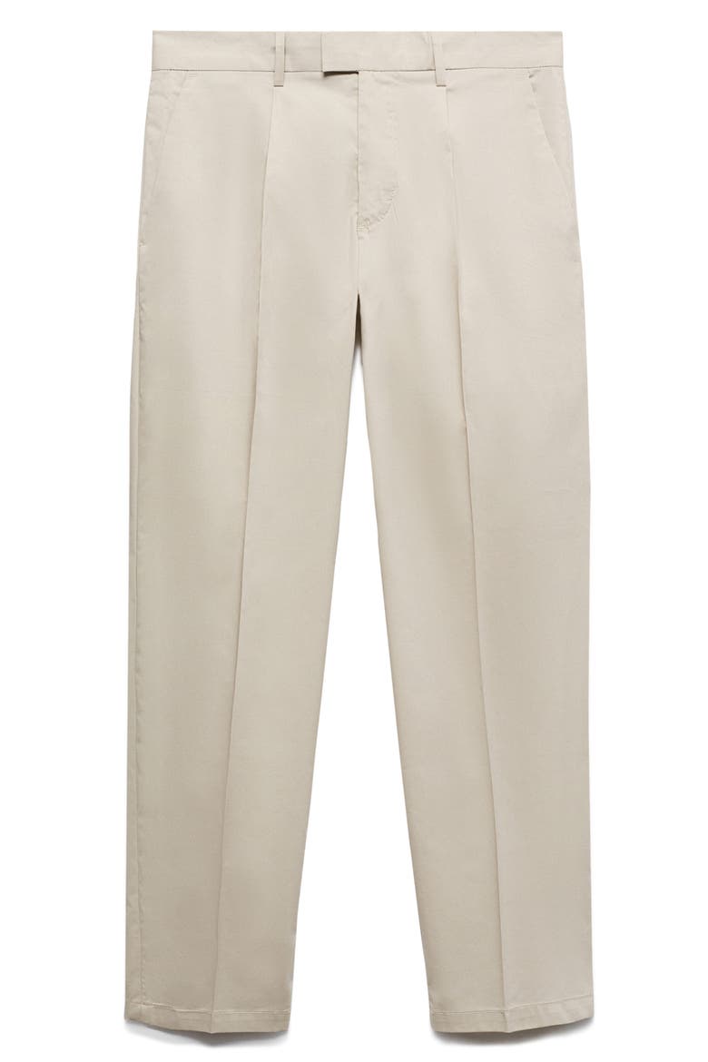Slim Fit Pleated Crop Cotton Blend Chinos, Alternate, color, BEIGE
