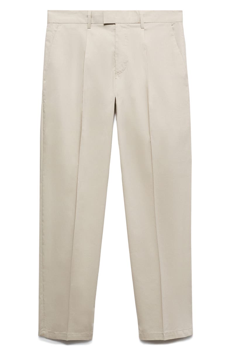 MANGO Slim Fit Pleated Crop Cotton Blend Chinos, Alternate, color, Beige