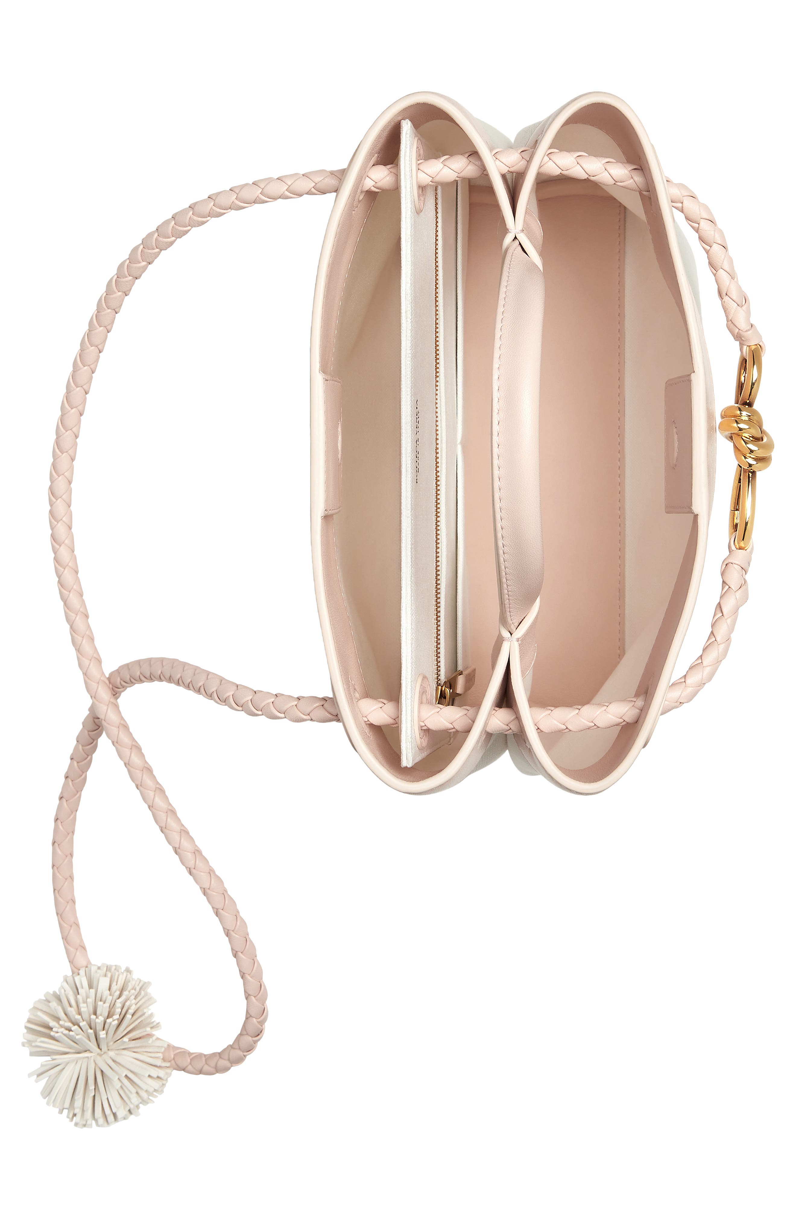 Bottega Veneta Small Andiamo Canvas & Leather Top Handle Bag, Alternate, color, White/ Cameo-Mb