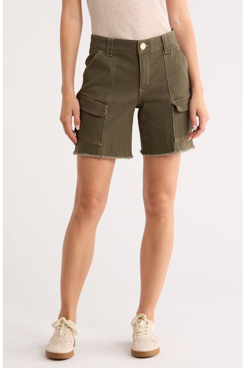 Patch Pocket Fray Hem Cargo Shorts, Main, color, CAPER