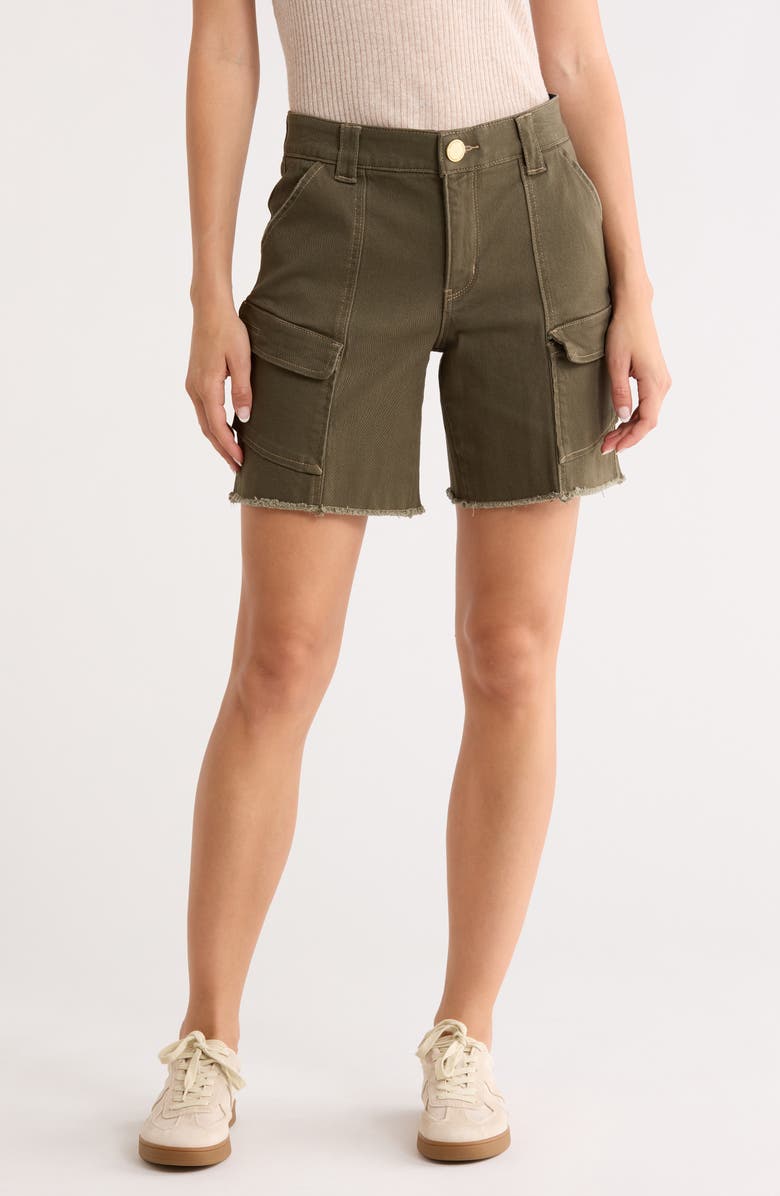 Democracy Patch Pocket Fray Hem Cargo Shorts, Main, color, Caper