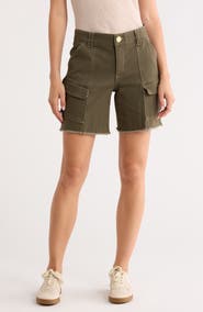 Democracy Patch Pocket Fray Hem Cargo Shorts
