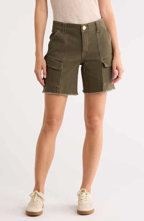 Democracy Patch Pocket Fray Hem Cargo Shorts