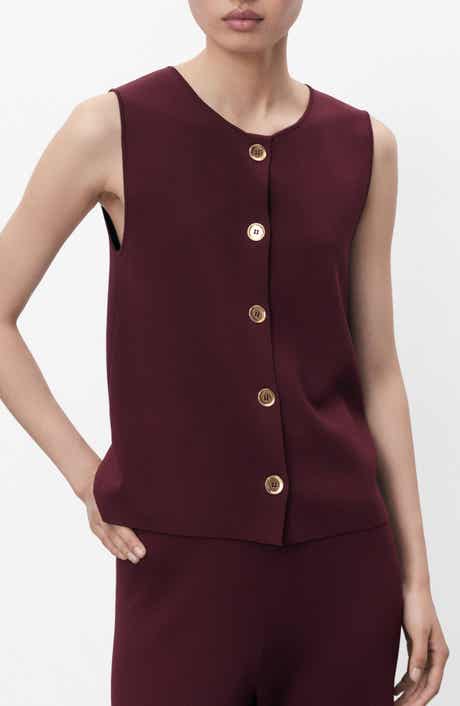 MANGO Button Front Fine Knit Vest